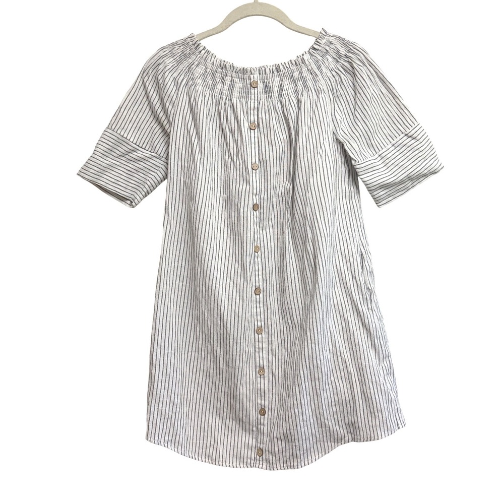 Anthropologie Paper Crane Off Shoulder Striped White Dress S